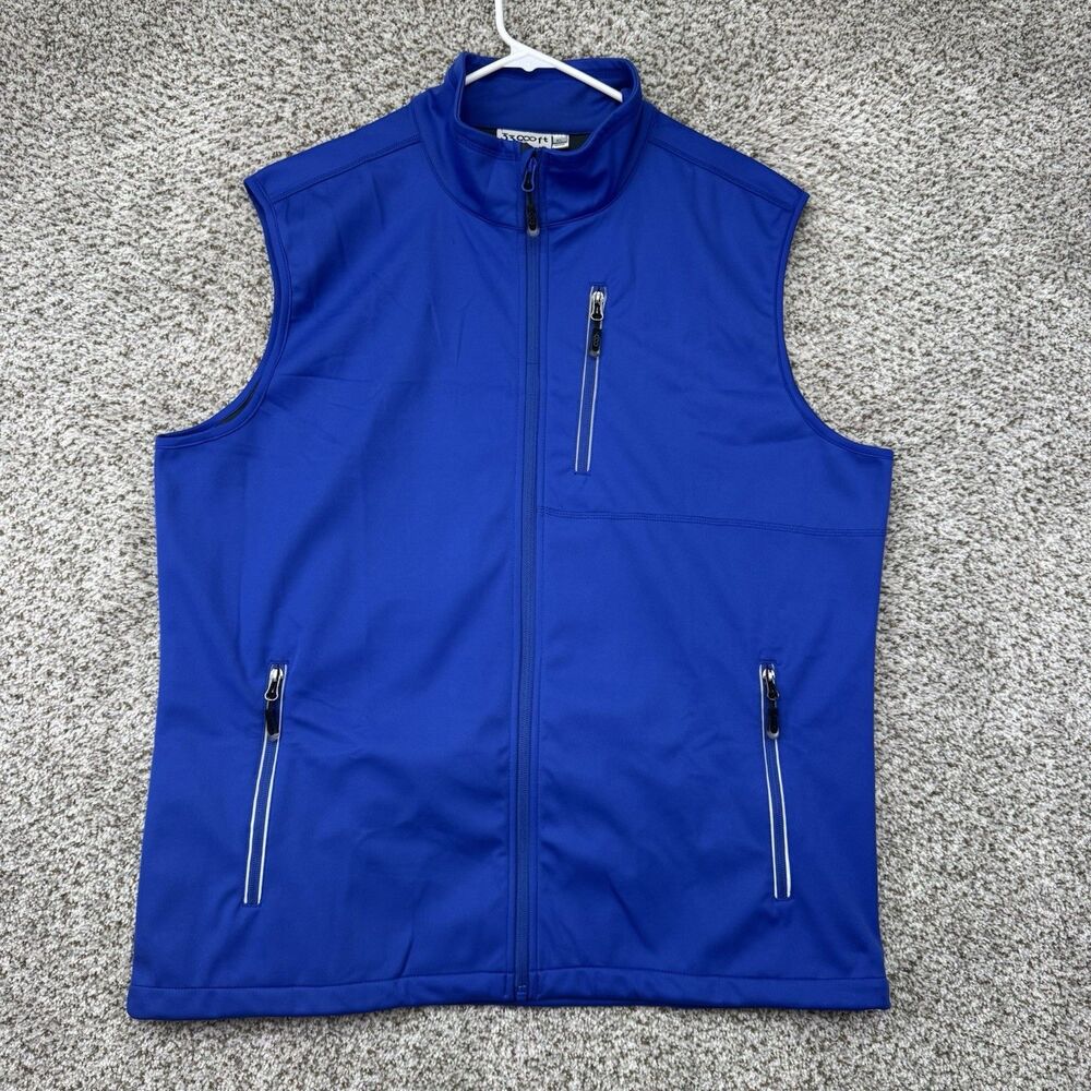 33,000  Ft Vest Mens XL Blue Full Zip Mock Neck Pockets Outdoors Athleisure Golf